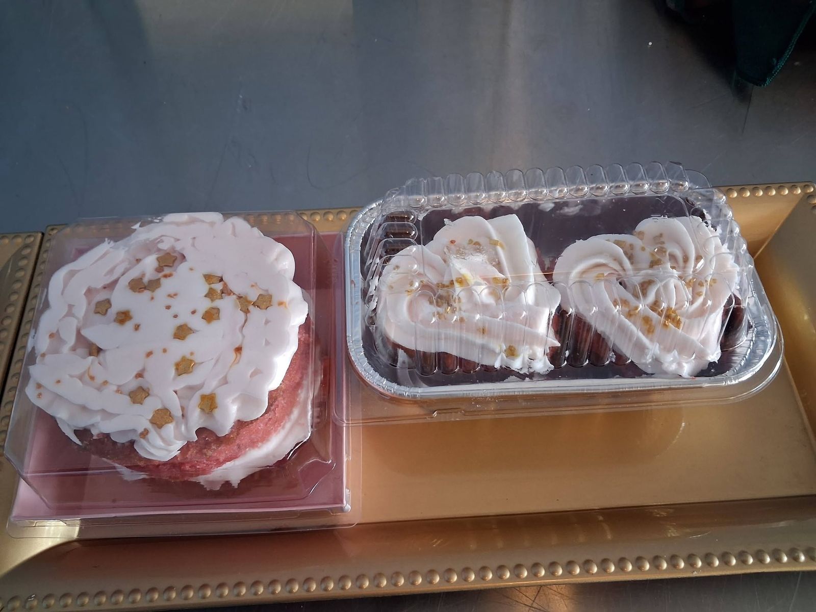 Cream-topped dessert trays at The Candy Shoppe on Main