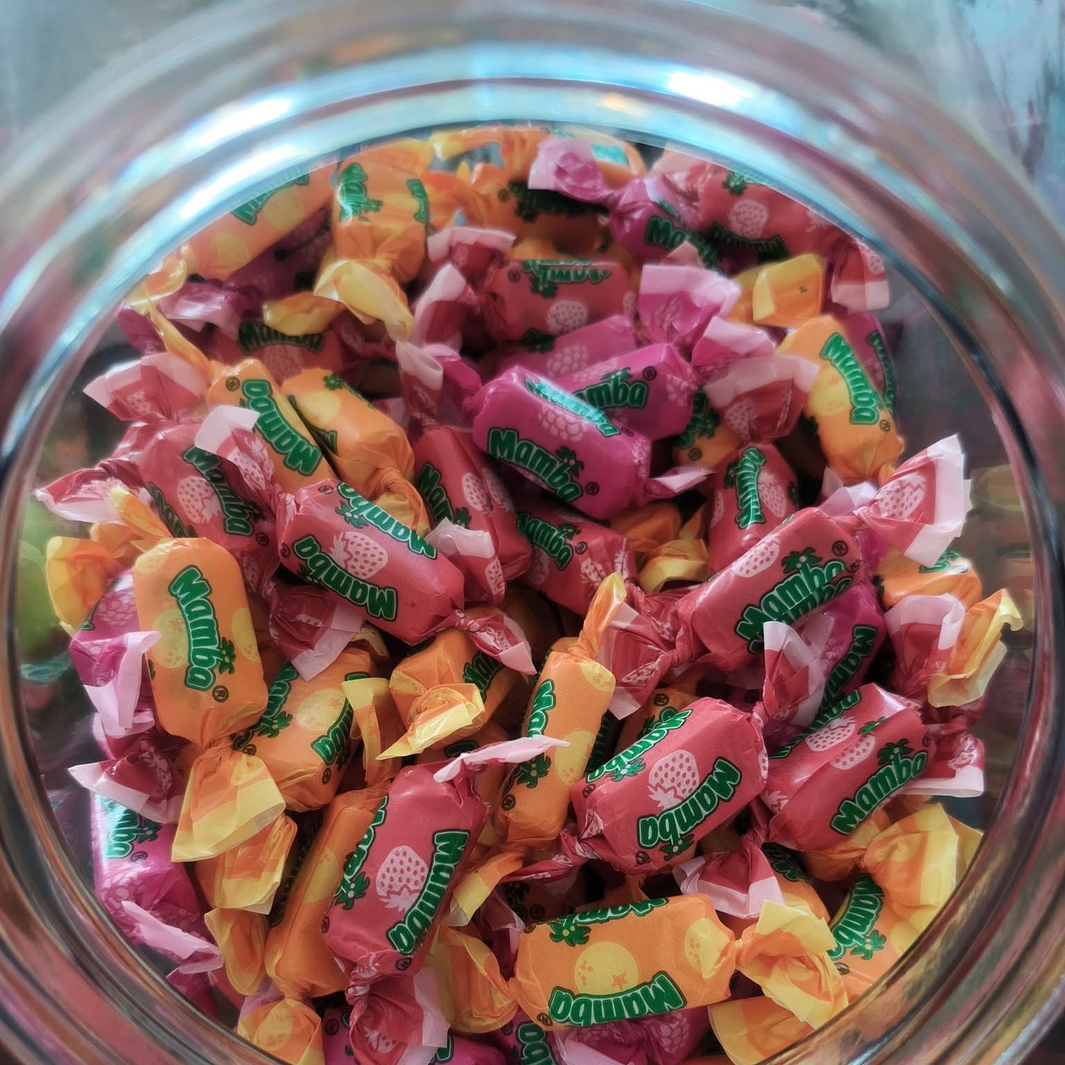 Jar of wrapped taffy on the counter at The Candy Shoppe on Main