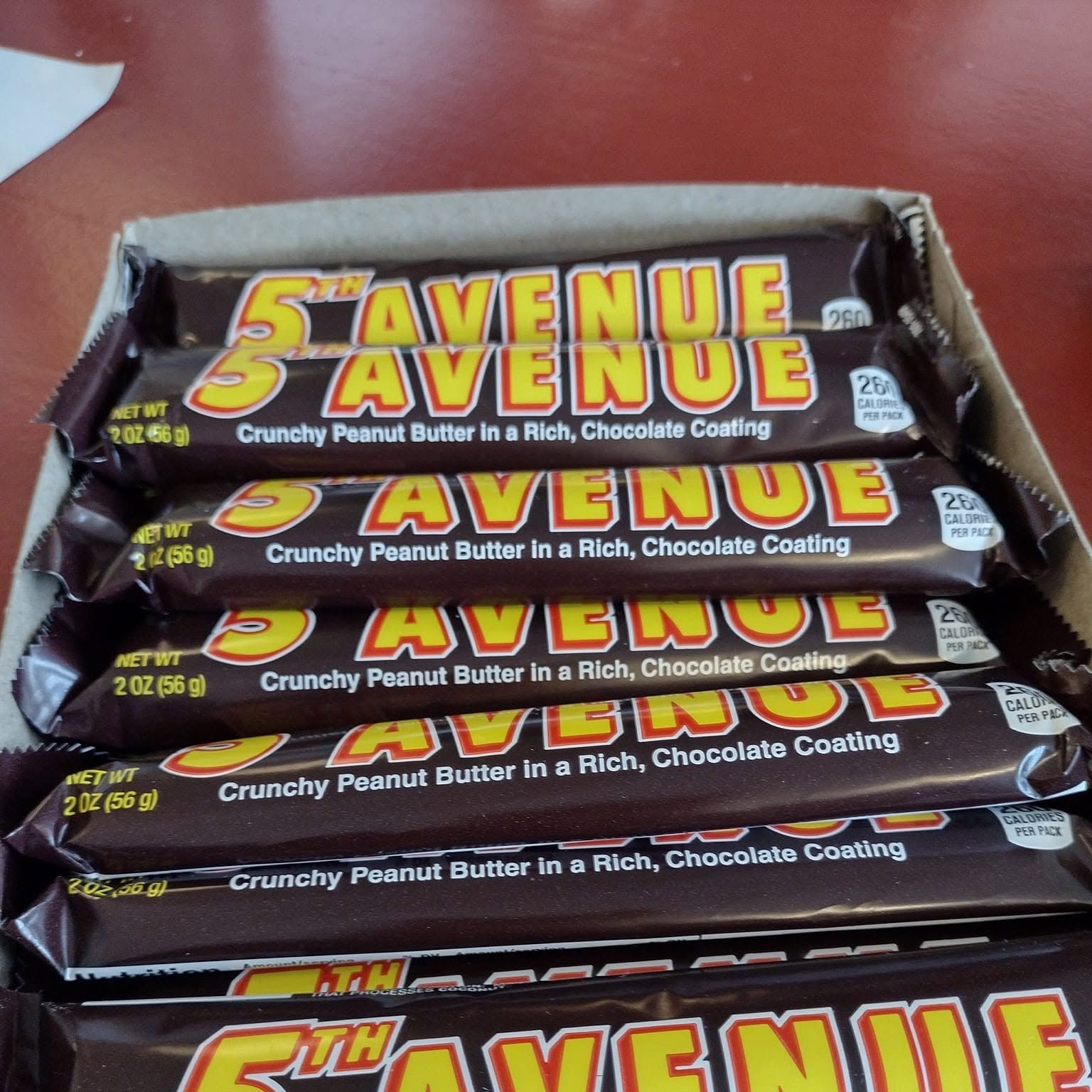 Stacks of 5th Avenue candy bars at The Candy Shoppe on Main