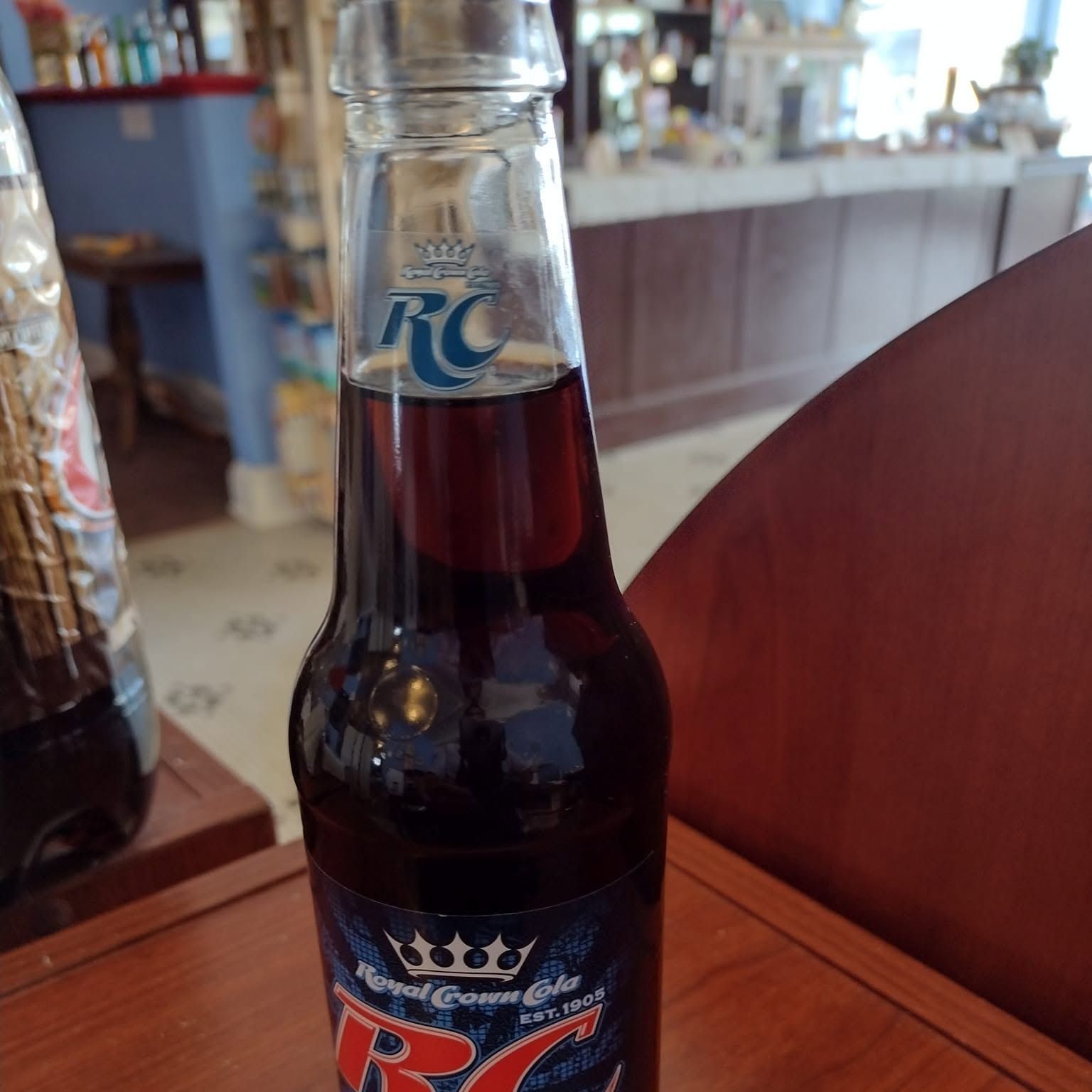 Glass bottle of RC Cola on the table at The Candy Shoppe on Main