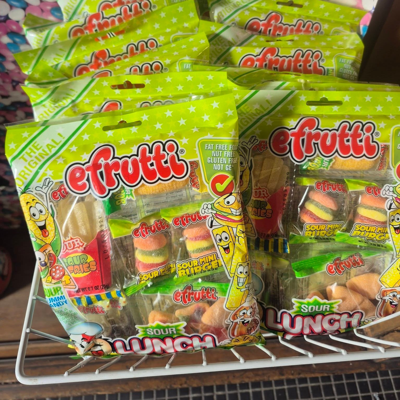 Bags of efrutti gummy candy at The Candy Shoppe on Main