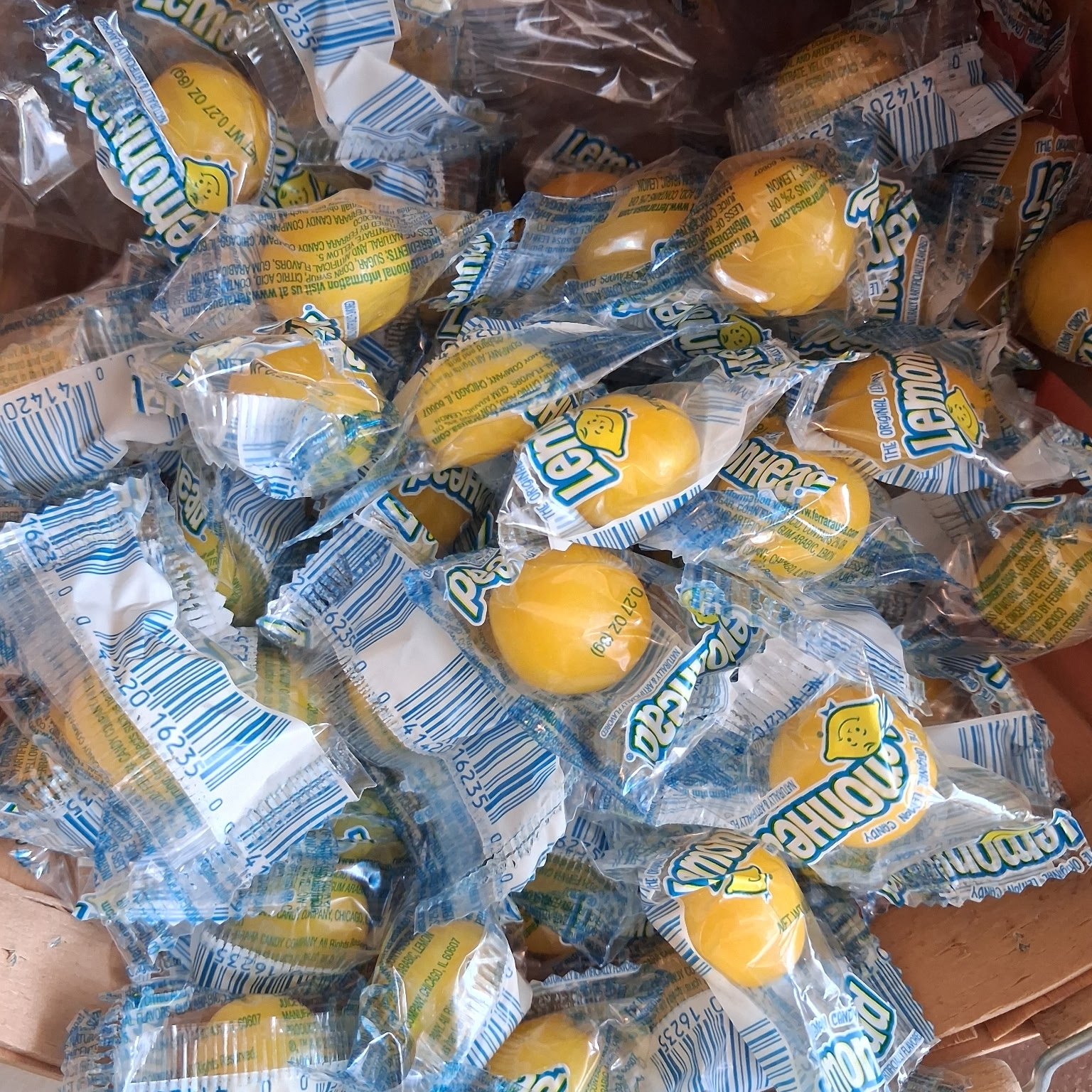 Wrapped Lemonhead lemon candies at The Candy Shoppe on Main