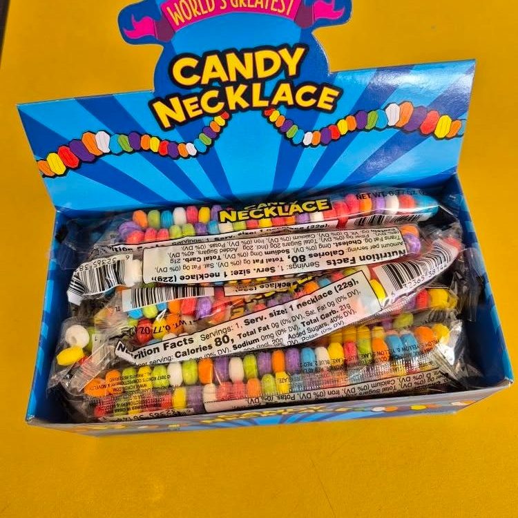 Boxes of candy necklaces at The Candy Shoppe on Main