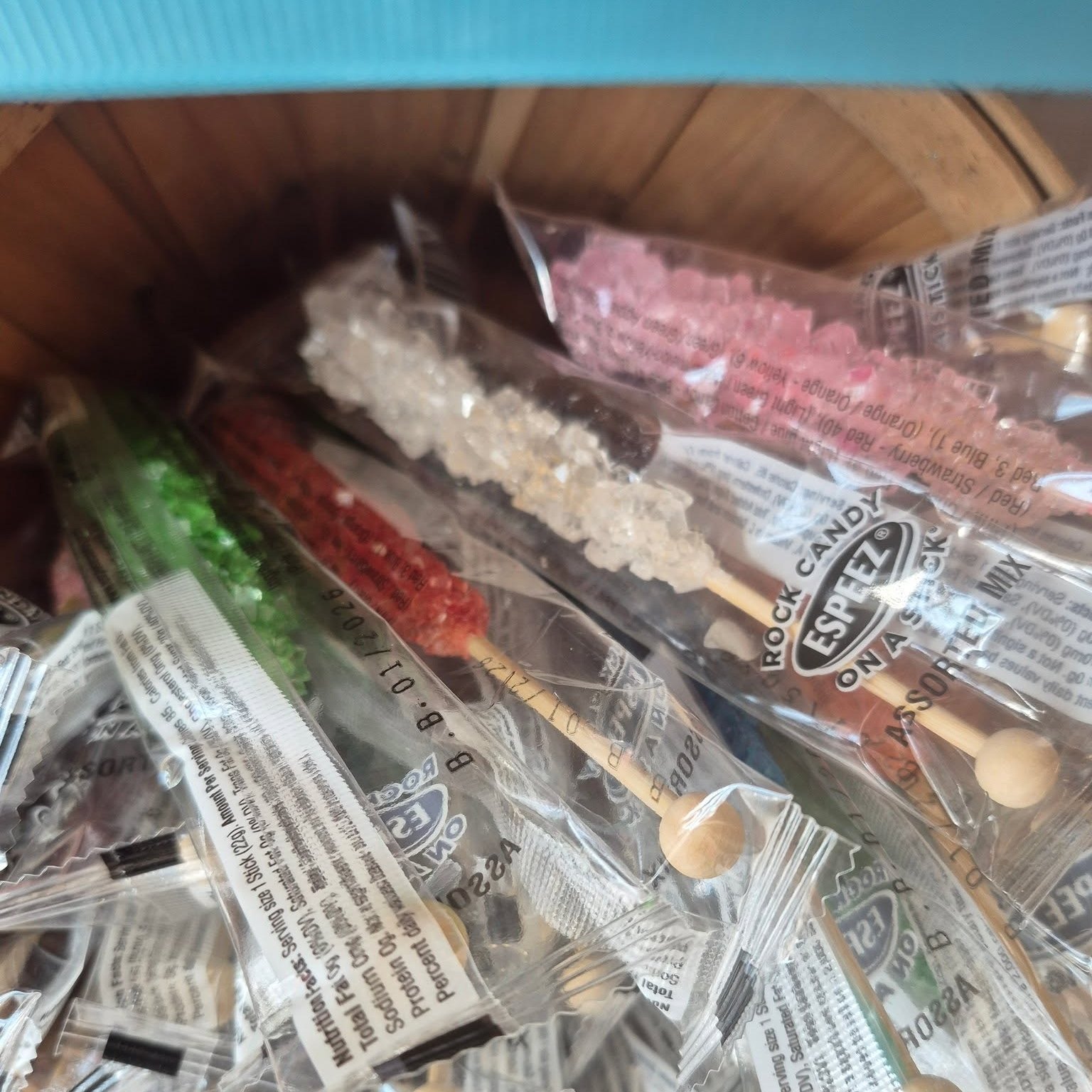 Wrapped rock candy sticks at The Candy Shoppe on Main