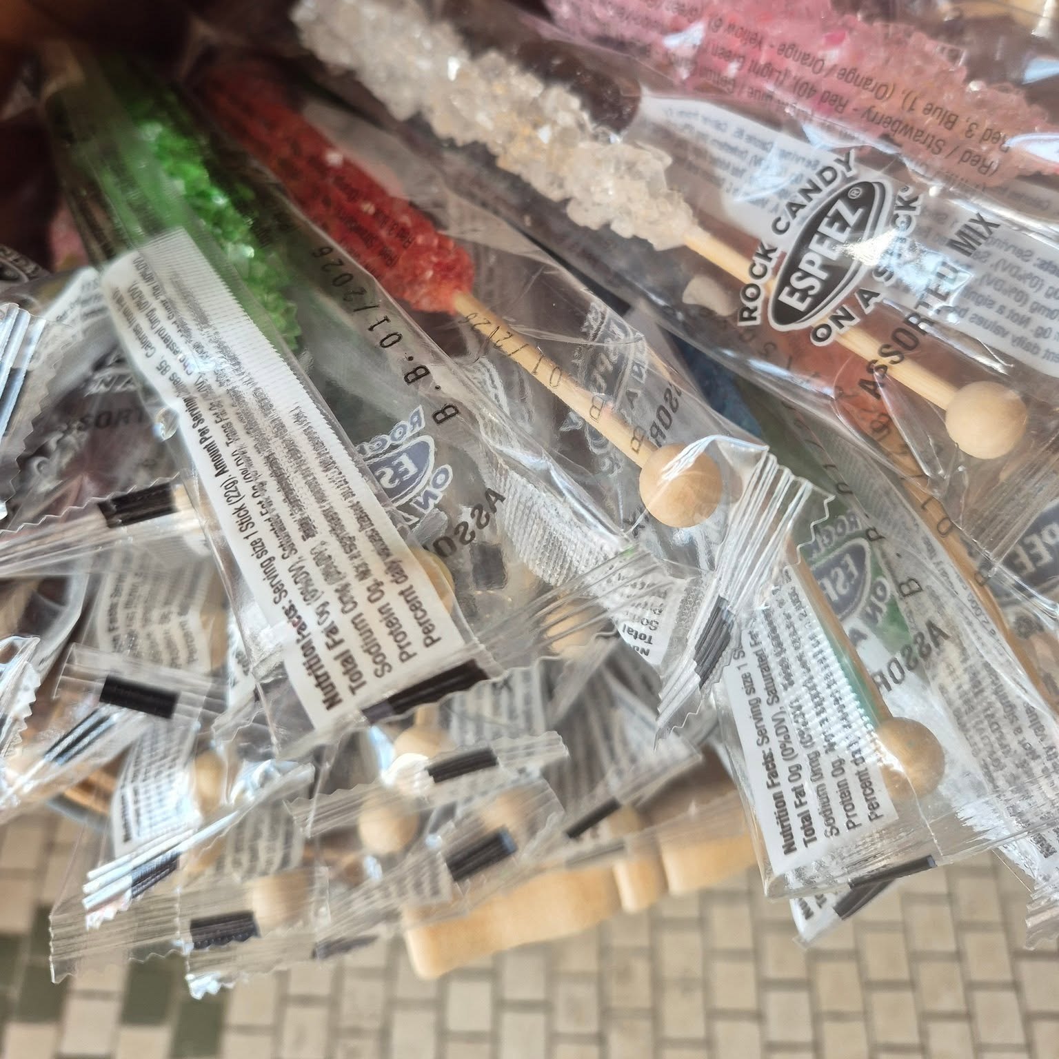 Wrapped rock candy sticks at The Candy Shoppe on Main
