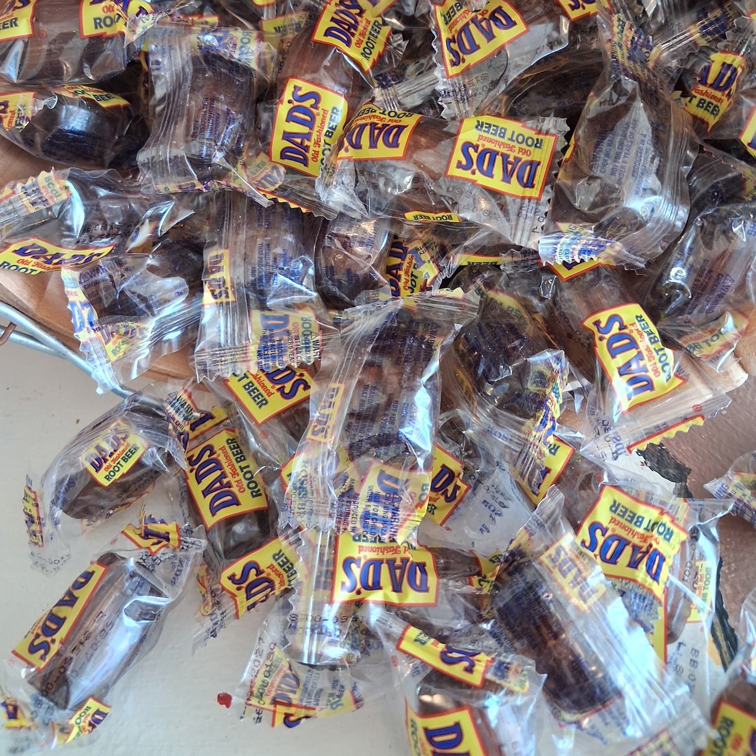 Wrapped Dad's root beer barrel candies at The Candy Shoppe on Main