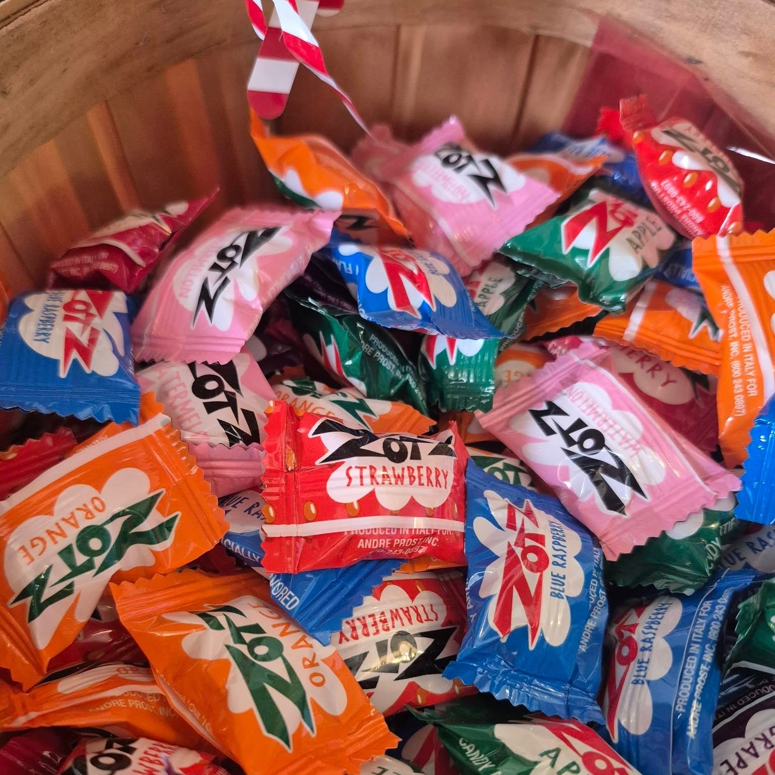 Zotz fizzy candies on the shelf at The Candy Shoppe on Main