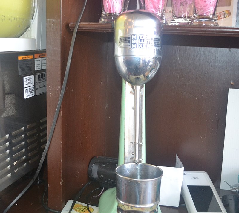 The spindle mixer that spins milkshakes at The Candy Shoppe on Main